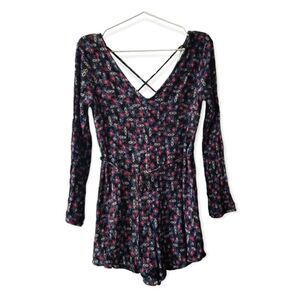 Lush Black Floral Romper size Small